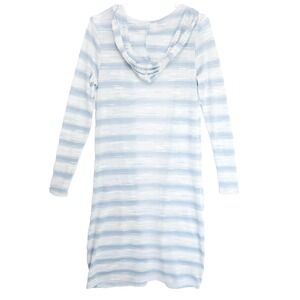 Bongo Baby Blue Hooded Cover Up Duster Cardigan Sheer Striped‎ Women M NWT $42